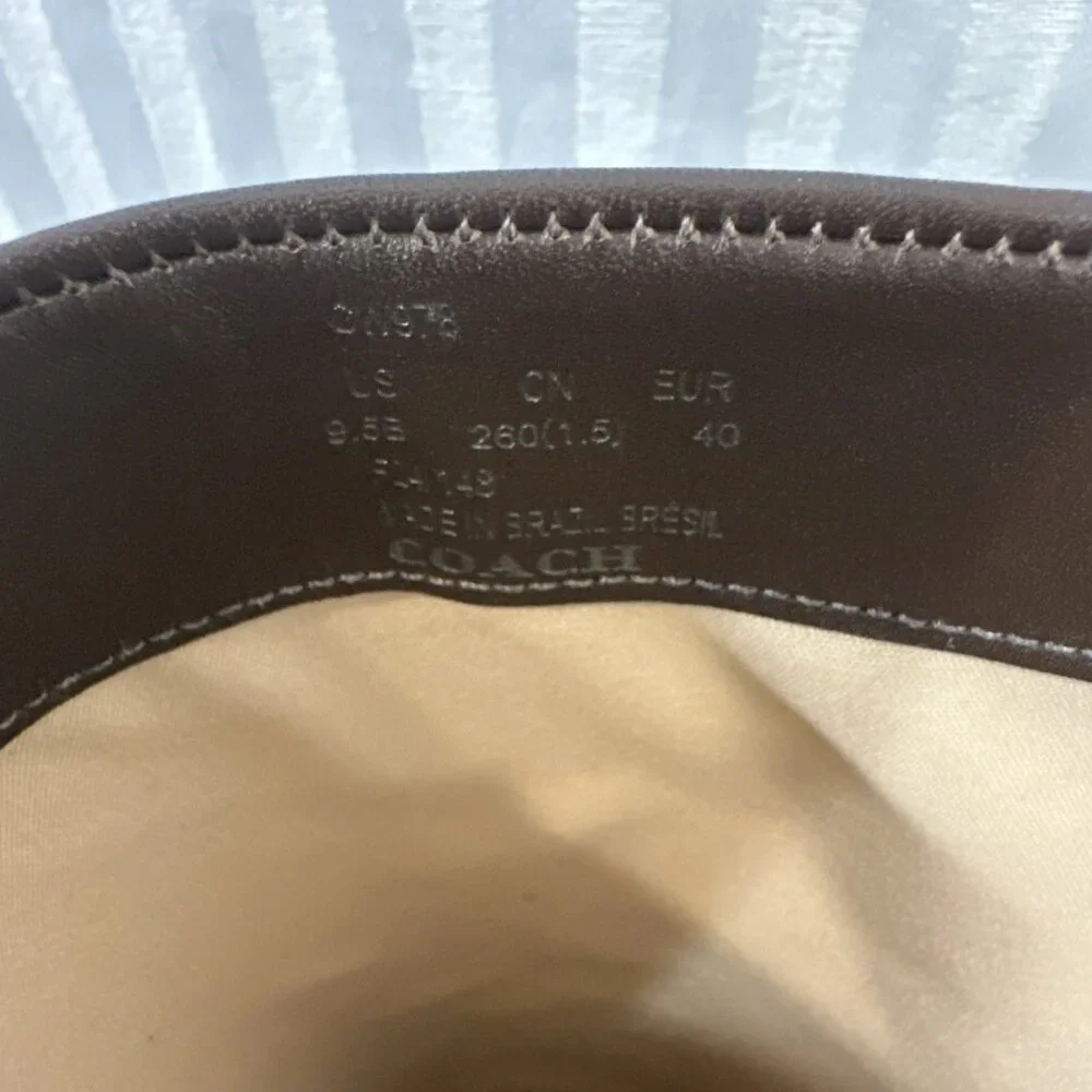 Coach Women’s 9.5 Madeline Buckle Tall Riding Boots Maple Brown Block Heel - Picture 8 of 11